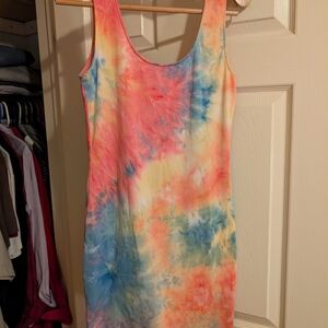 Colorful Sleeveless Tie-Dye Mini Dress